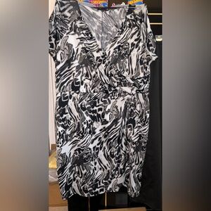 Tiana B. Elegant Black and White Patterned Dress